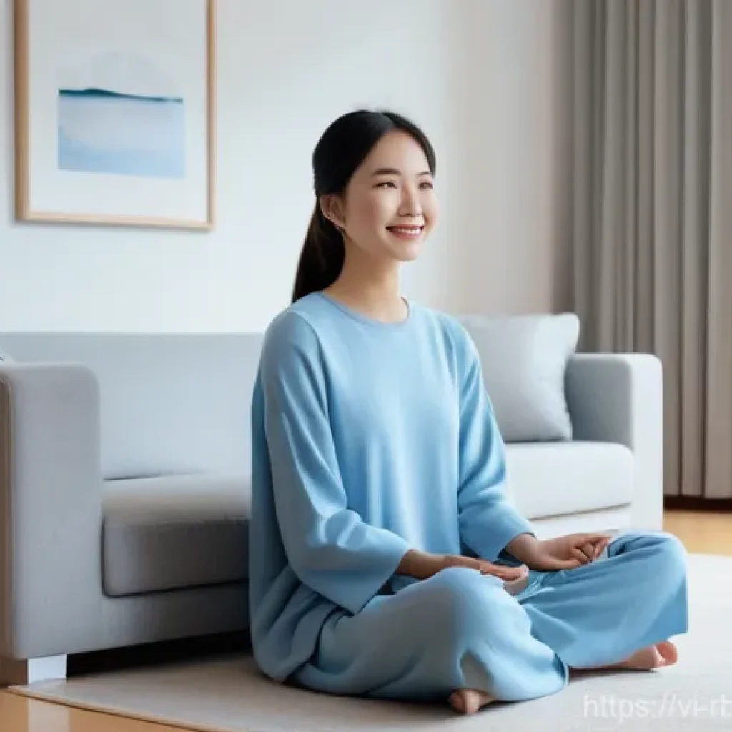 로봇 심리상담의 인지적 접근법 - **Prompt 1: Serene AI Companion for Mental Well-being**
"A cozy, sunlit modern living room in a ...
