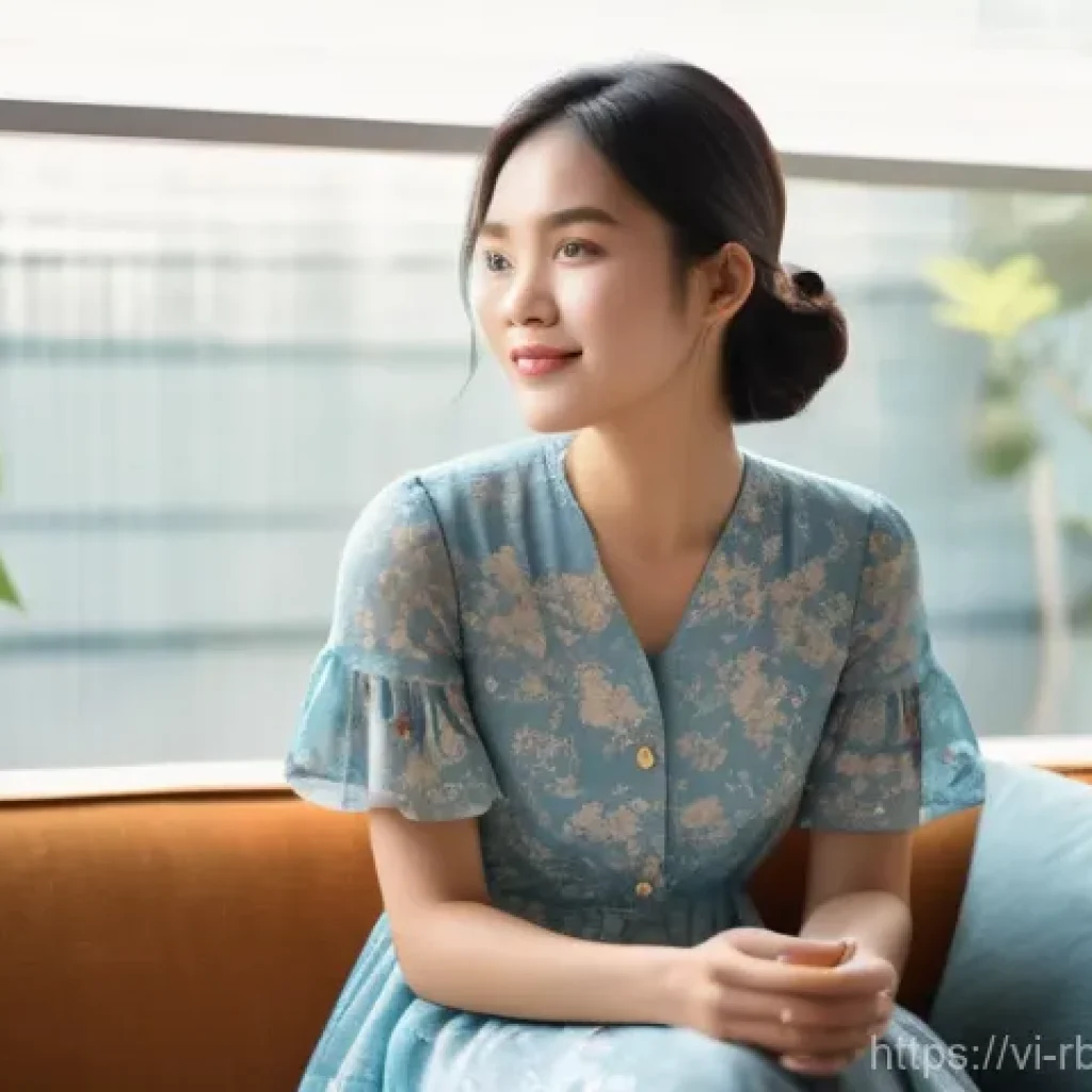 로봇 심리상담의 비즈니스 기회 - **Prompt:** "A young Vietnamese woman in her early twenties, dressed in a modest, comfortable floral...