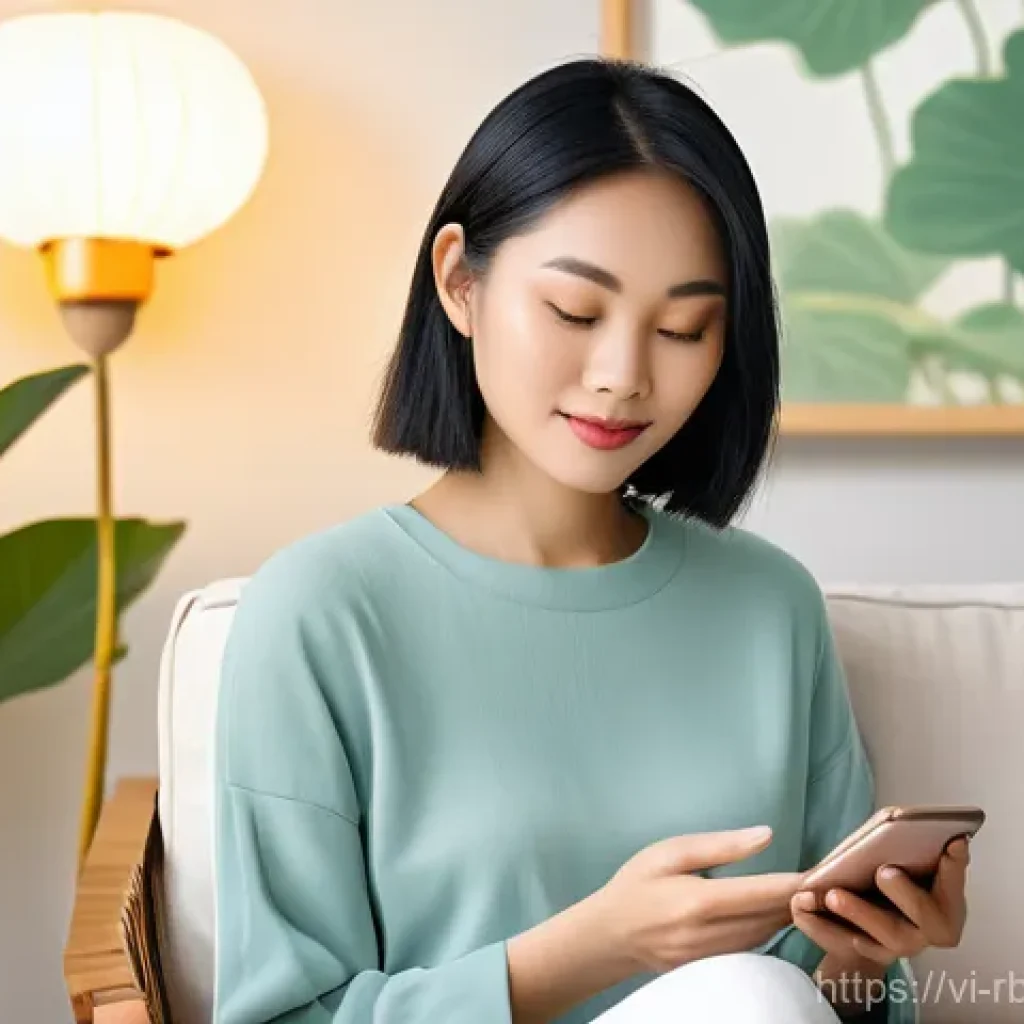 로봇 심리상담의 도전과 기회 - **Prompt:** A serene and calm Vietnamese young woman, aged 25-30, with short, stylish black hair and...