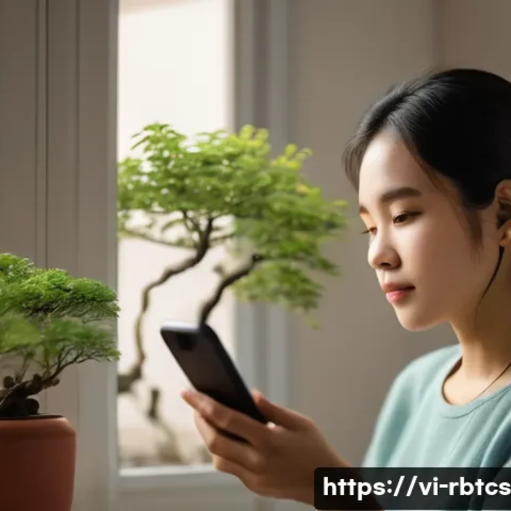 로봇 심리상담의 데이터 기반 분석 - A modern Vietnamese young adult woman using a smartphone in a cozy urban apartment, interacting with...