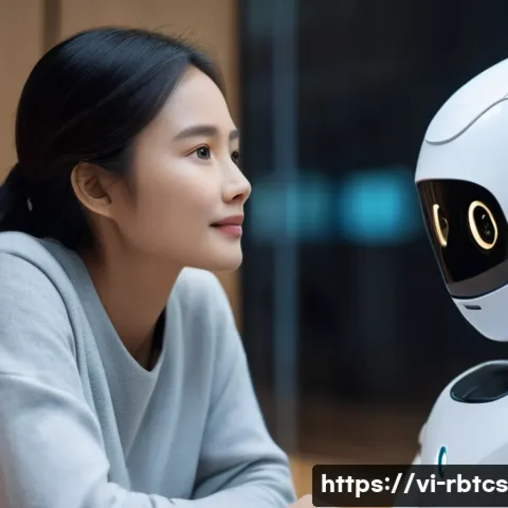 로봇 심리상담의 효과적인 치료 방법 - A modern counseling robot in a Vietnamese urban setting, equipped with advanced facial recognition s...