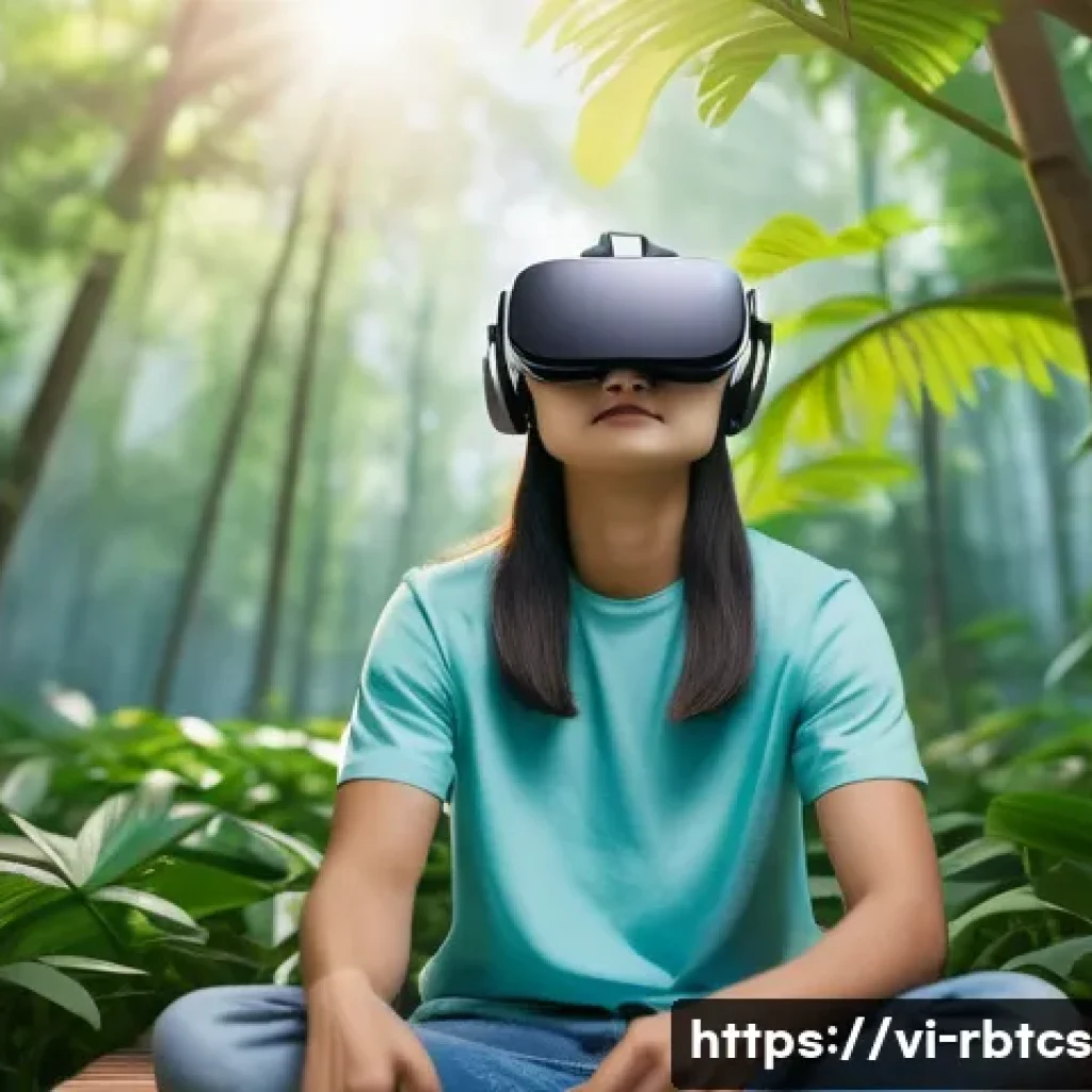 로봇 심리상담의 가상 현실 활용 - A serene virtual reality counseling session scene featuring a young Vietnamese adult wearing casual ...