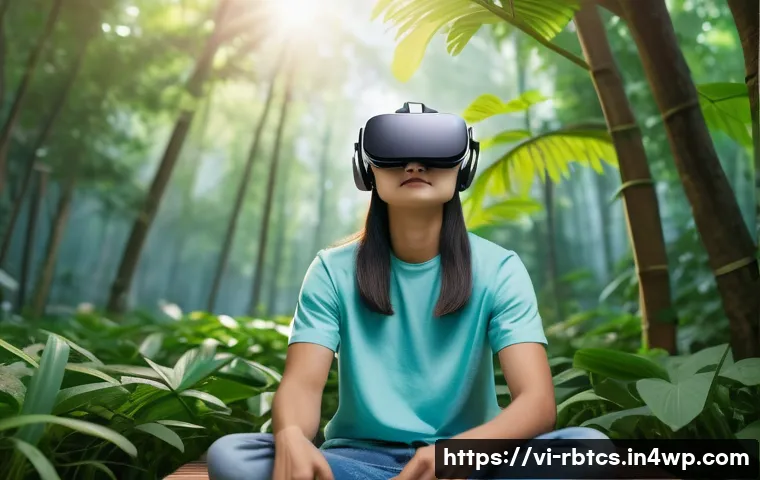 로봇 심리상담의 가상 현실 활용 - A serene virtual reality counseling session scene featuring a young Vietnamese adult wearing casual ...