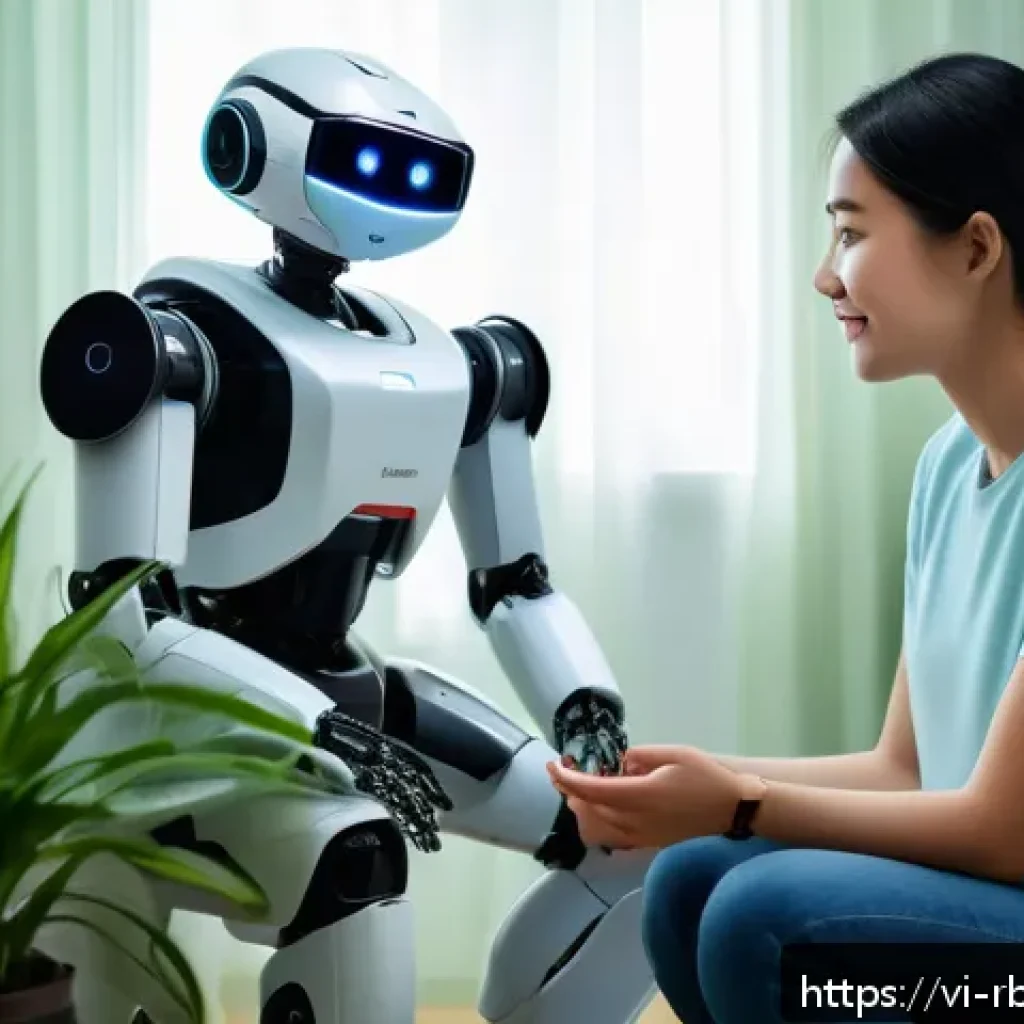 로봇 심리상담과 심리 치료의 통합 사례 - A modern Vietnamese mental health counseling center featuring an AI-powered robot advisor interactin...