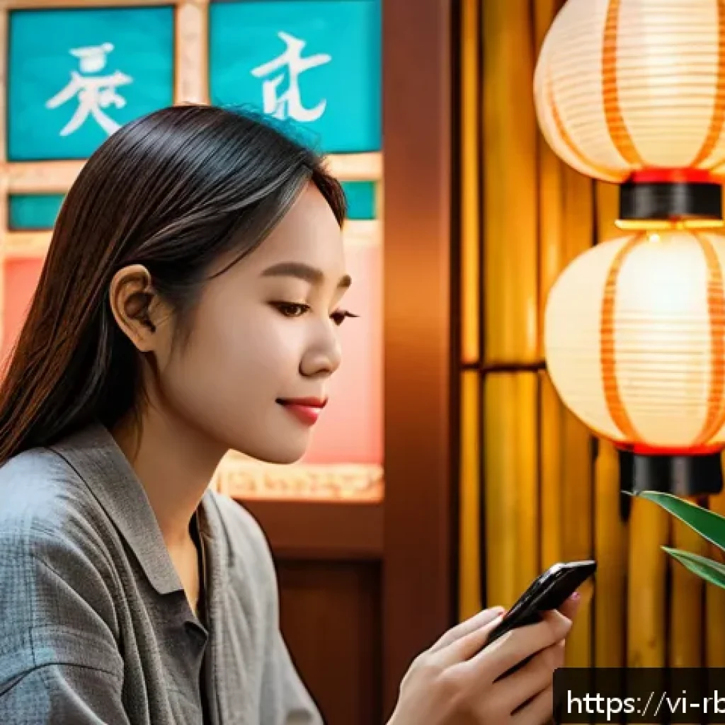 로봇 심리상담의 기술적 통합 - A modern Vietnamese urban setting showing a young adult woman using a smartphone app for AI psycholo...